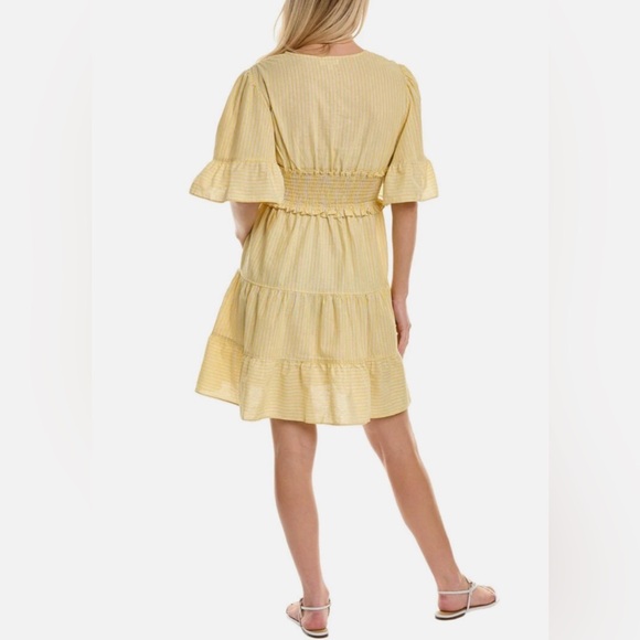 Max Studio Women’s Yarn Dye 3/4-Sleeve Mini Dress, Yellow size Small (like new) - Picture 2 of 16
